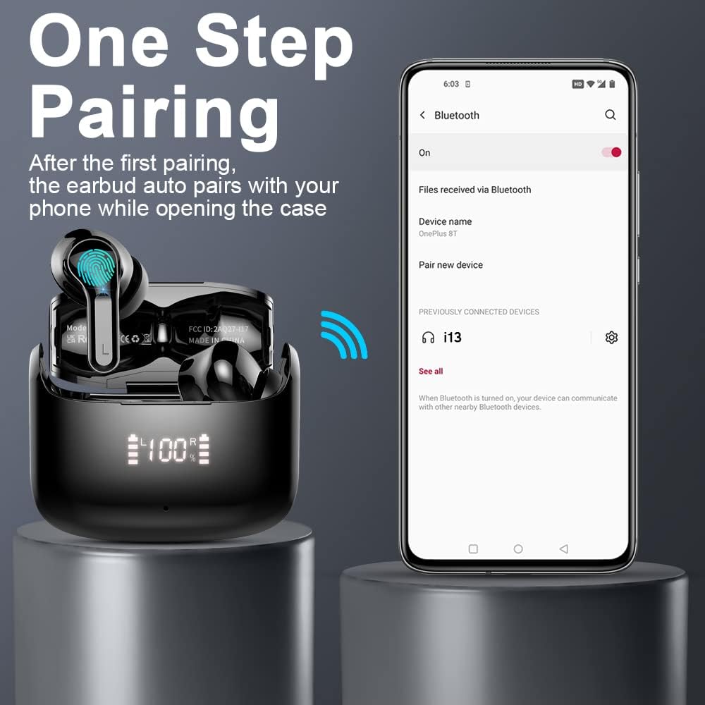 Thumbnail 5 de Ordtop Bluetooth In-Ear Kopfhörer (Bluetooth 5.3, 4-Mikrofon, CVC 8.0, USB-C, IP7) – kabellos mit bis zu 40 h