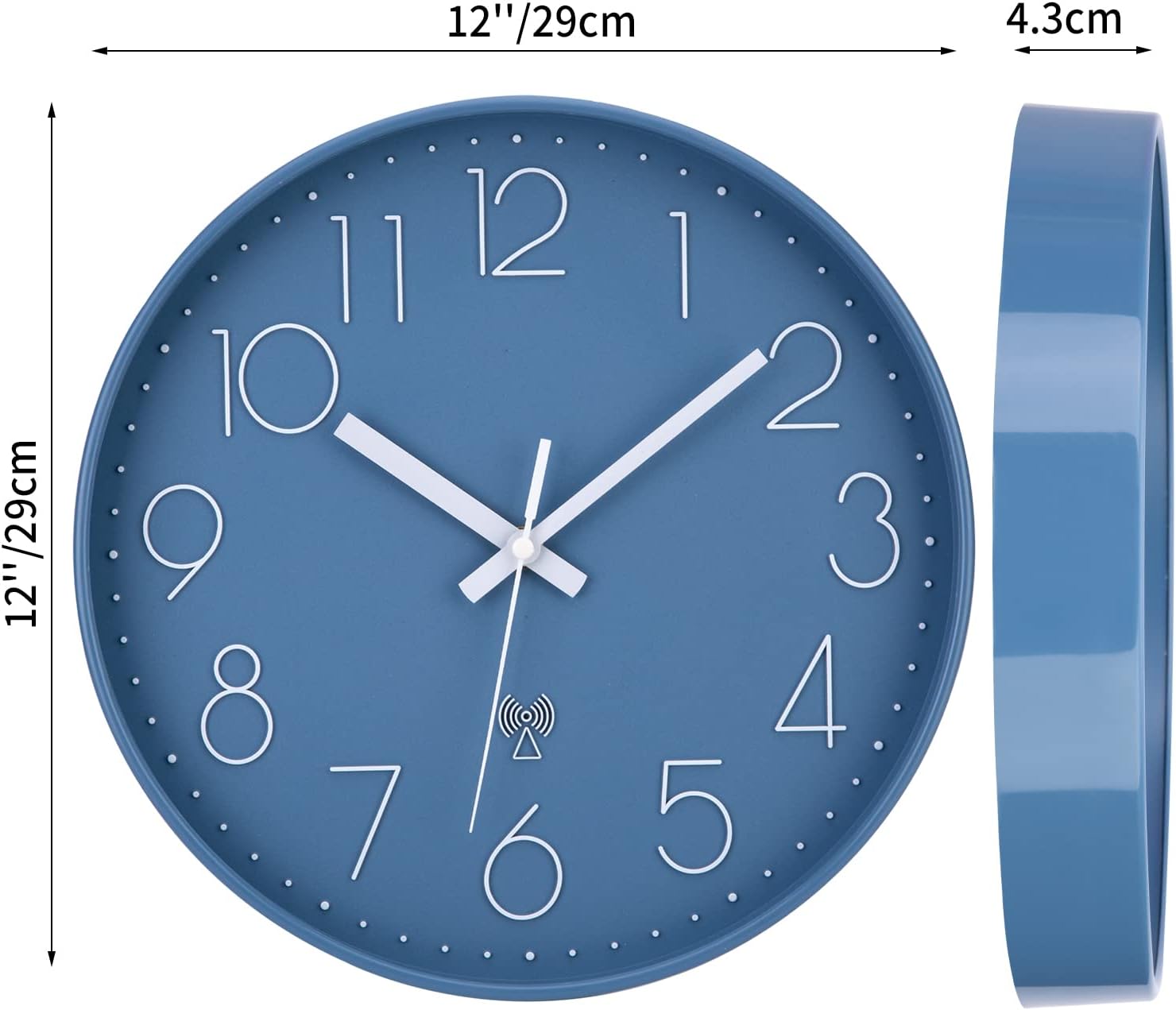 Thumbnail 5 de ACCSHINE 9939678 radiogestuurde wandklok, stil uurwerk, blauwe wijzerplaat, 30 cm