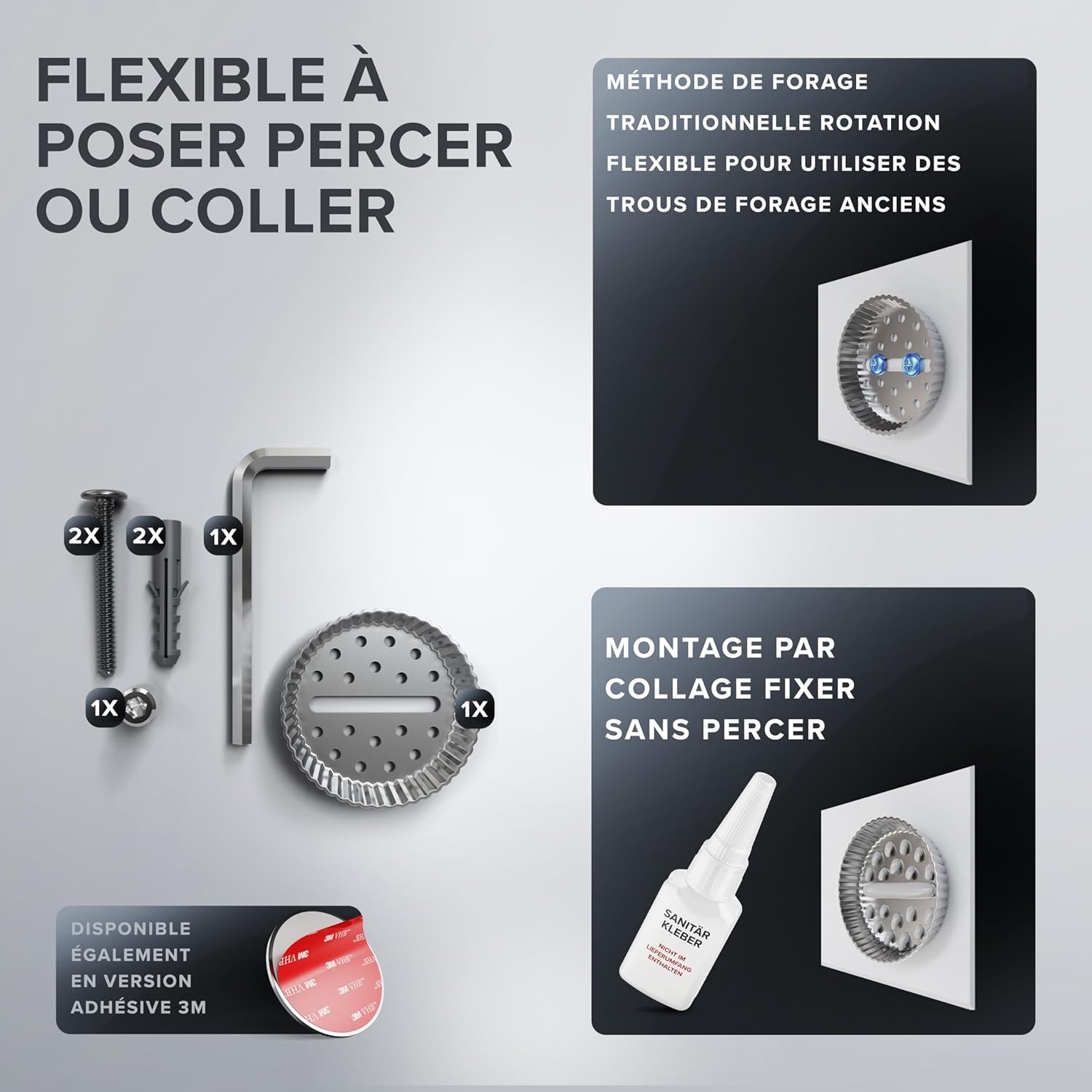 Thumbnail 4 de ovimar Porte-sèche-Cheveux Ronne — Acier Inoxydable et Rembourrage EVA, montage mural