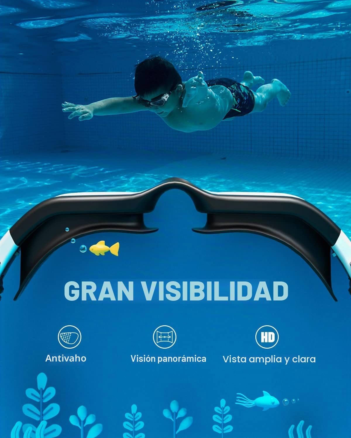 Detalle de ZIONOR G1MINI: gafas de natación para niños (6–14 años), comodidad y antivaho para jóvenes nadadores