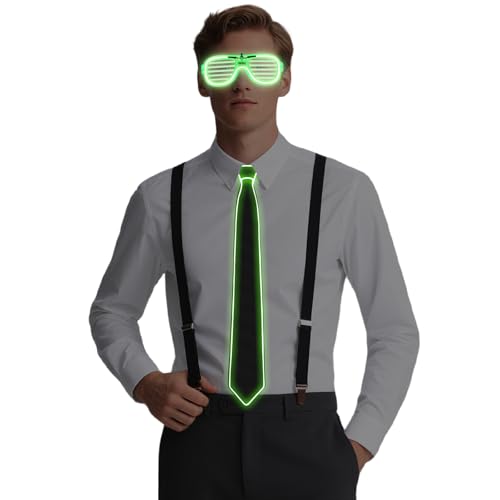 Thumbnail 7 de Alaoo Gafas LED Luminosas y Conjunto de Corbata y Pajarita Luminosas – Verdes