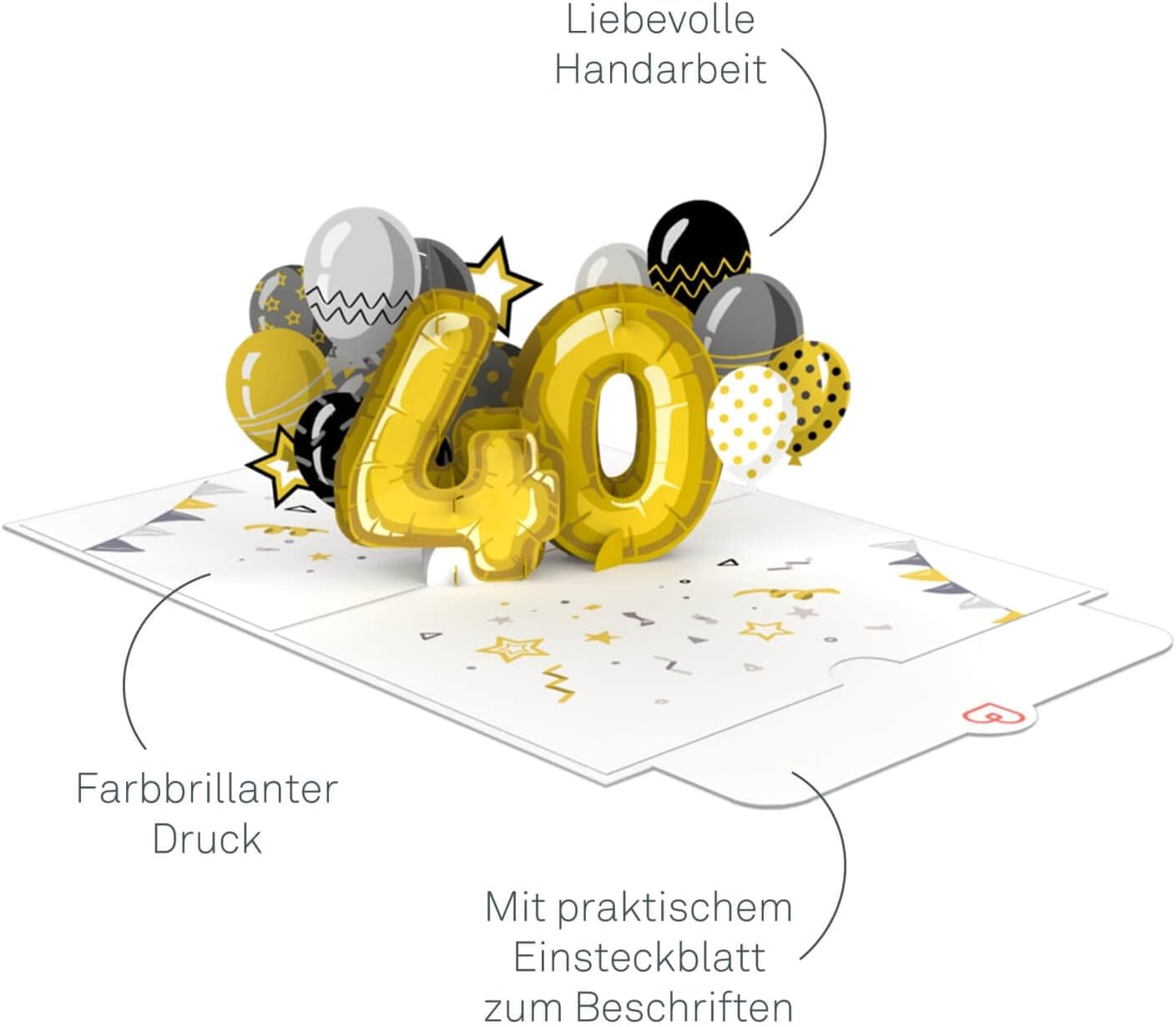 Thumbnail 1 de papercrush® Carte pop-up 40e anniversaire – Carte d’anniversaire 3D faite à la main