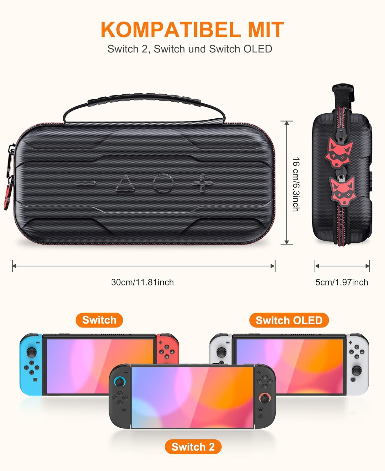 Detalle de HASACOOL Switch 2 Tasche – Schutzhülle für Nintendo Switch, Switch OLED und Switch 2 mit 20 Kartenfächern