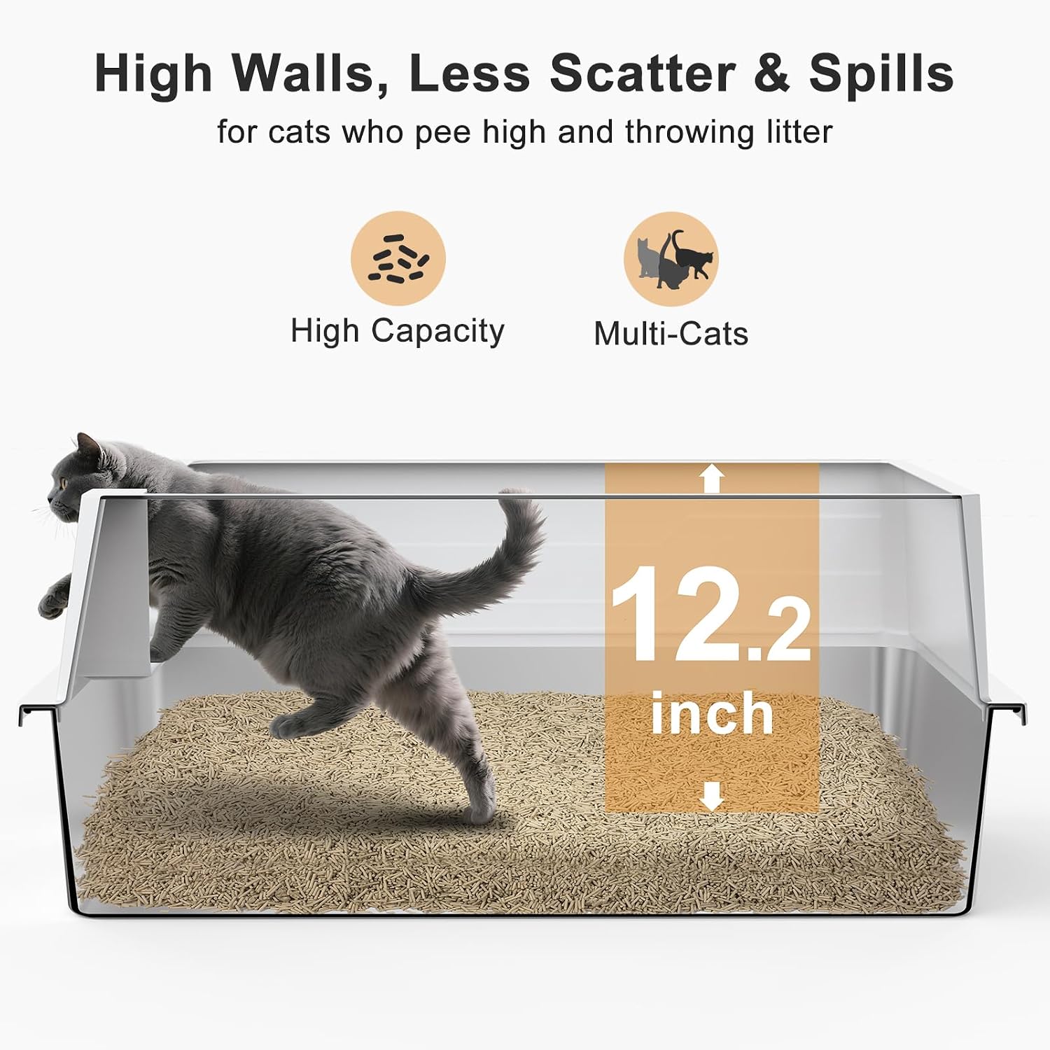 Thumbnail 5 de MIXJOY XXXL Stainless Steel Cat Litter Tray 71cm High 🐱