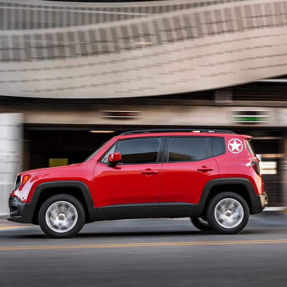Detalle de Adesivi Stella Army 20 cm (2 pezzi) per Jeep Renegade – Nero Opaco