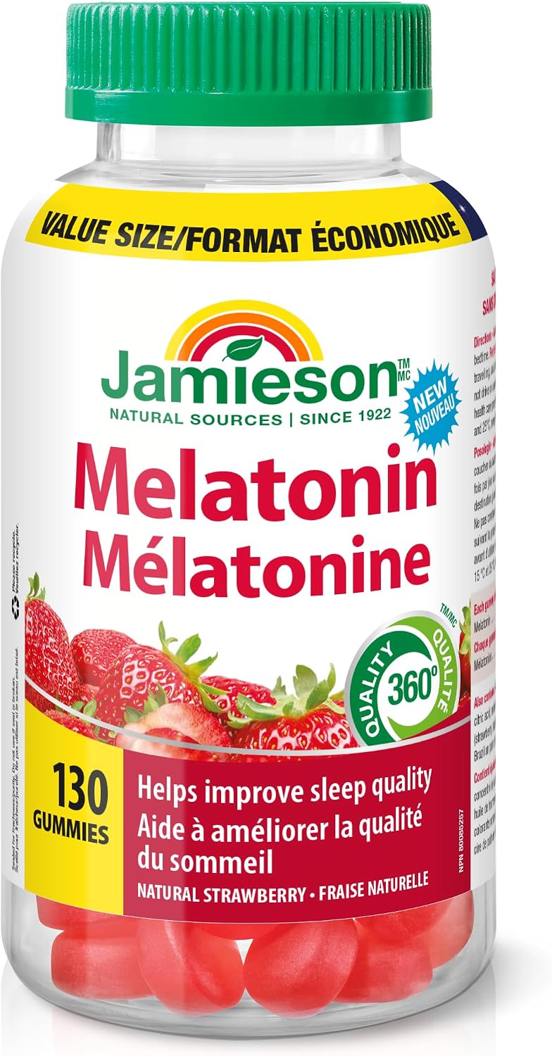 Detalle de Jamieson Melatonin 2.5 mg Gummies, Natural Strawberry, 130 Count
