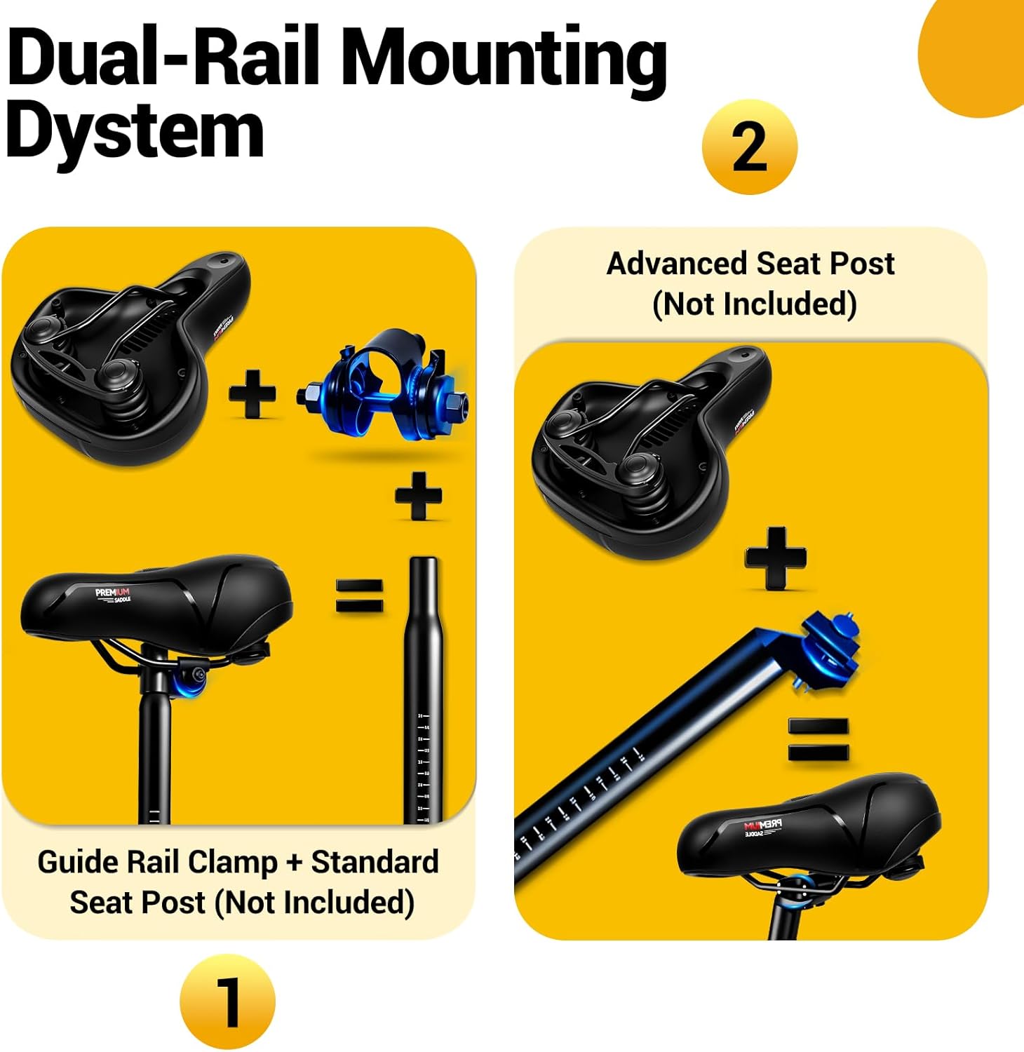 Thumbnail 4 de SPGOOD Fahrradsattel mit Memory-Foam, wasserdichtem Überzug und Universal-Kloben (25 × 21 cm) für City, MTB & Rennrad