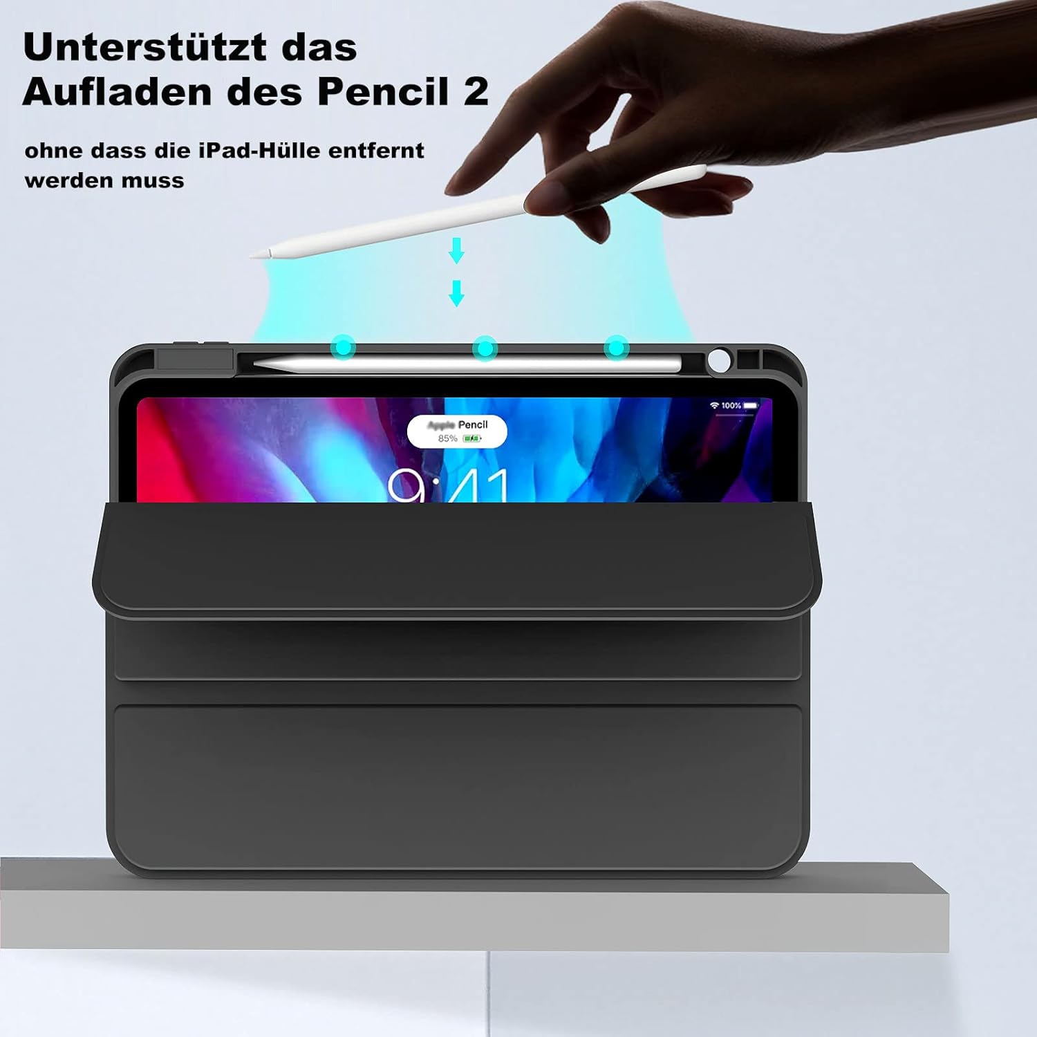 Thumbnail 2 de aoub Hülle für iPad Pro 11 Zoll (2./3./4. Gen, 2020–2022) mit Stifthalter – Weiche Silikonhülle, Pencil 2 Ladefunktion, Auto Sleep/Wake