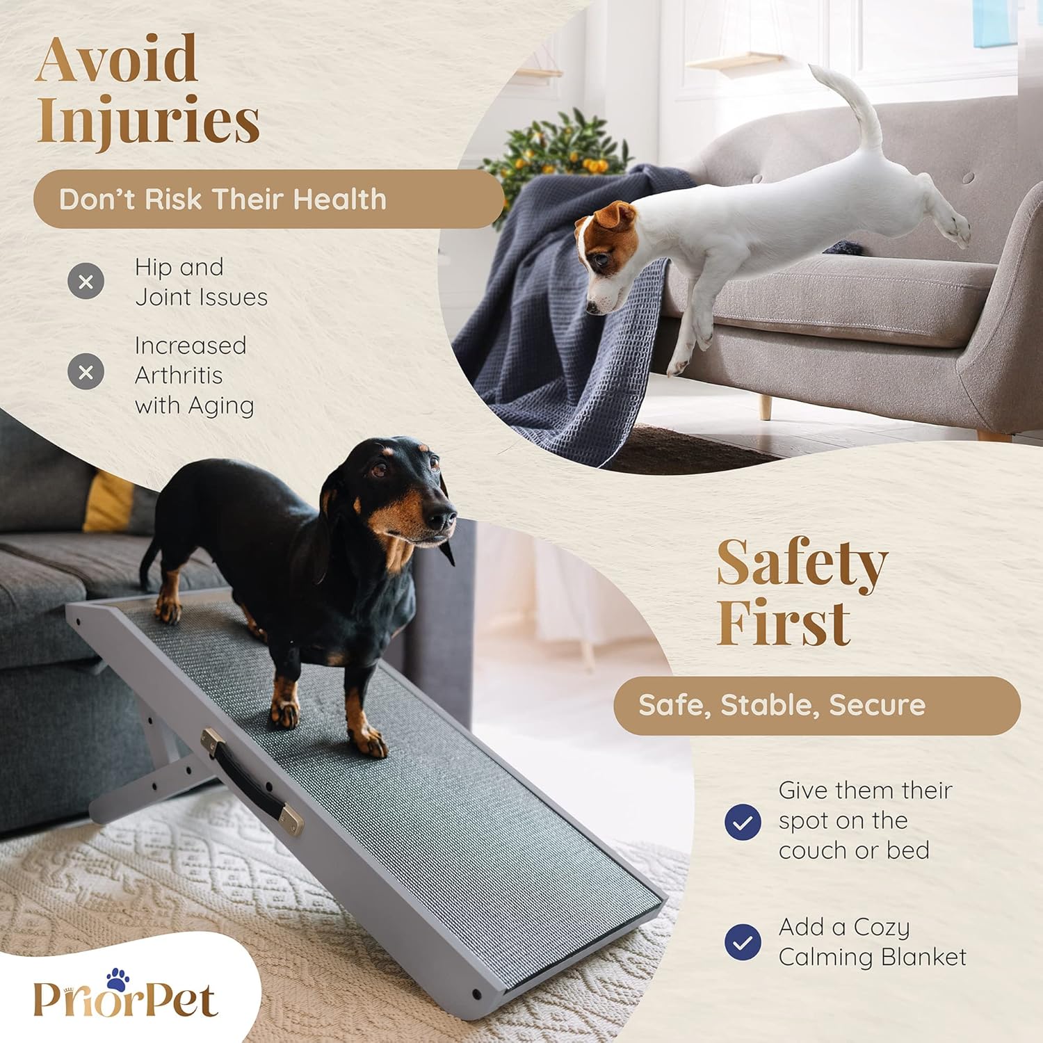 Thumbnail 6 de PRIORPET Birchwood Foldable Dog Ramp for Couch (7”–20” Adjustable)