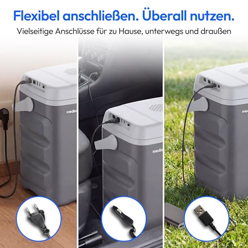 Detalle de MEDION MD370030 Kühlbox 35 L – Tragbar, 12V/230V/USB, Kühl- & Warmfunktion