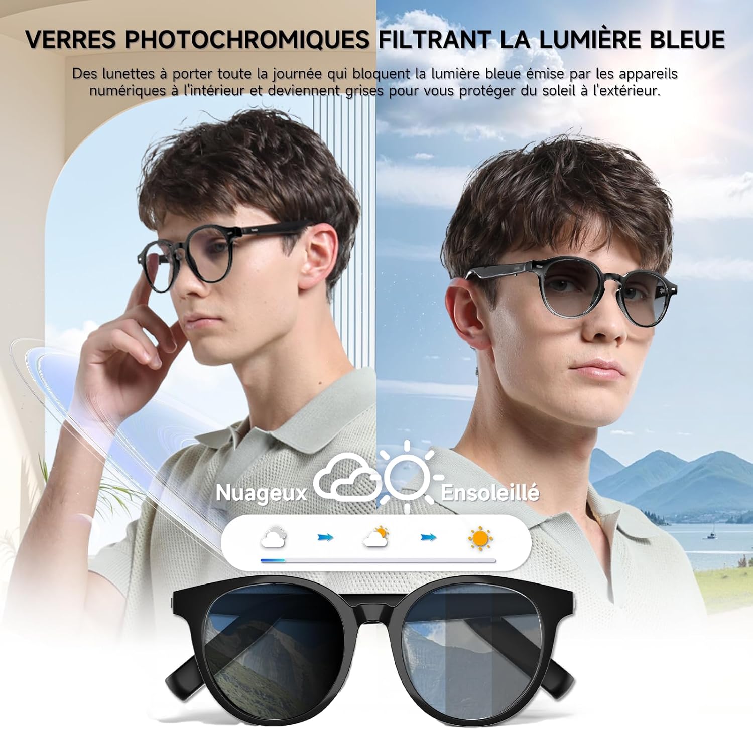 Thumbnail 4 de GetD Lunettes AI Intelligentes: lunettes 3 en 1 avec audio Bluetooth et Assistant AI