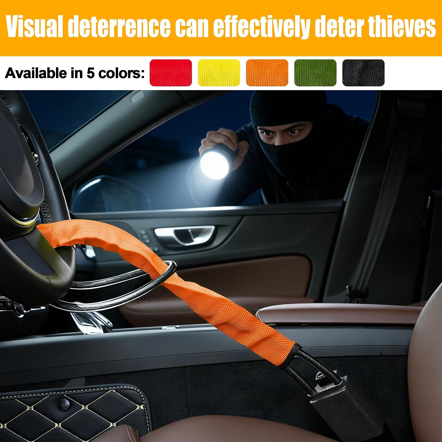 Detalle de TURNART Steering Wheel Lock: Universal Anti‑Theft Device for Most Vehicles