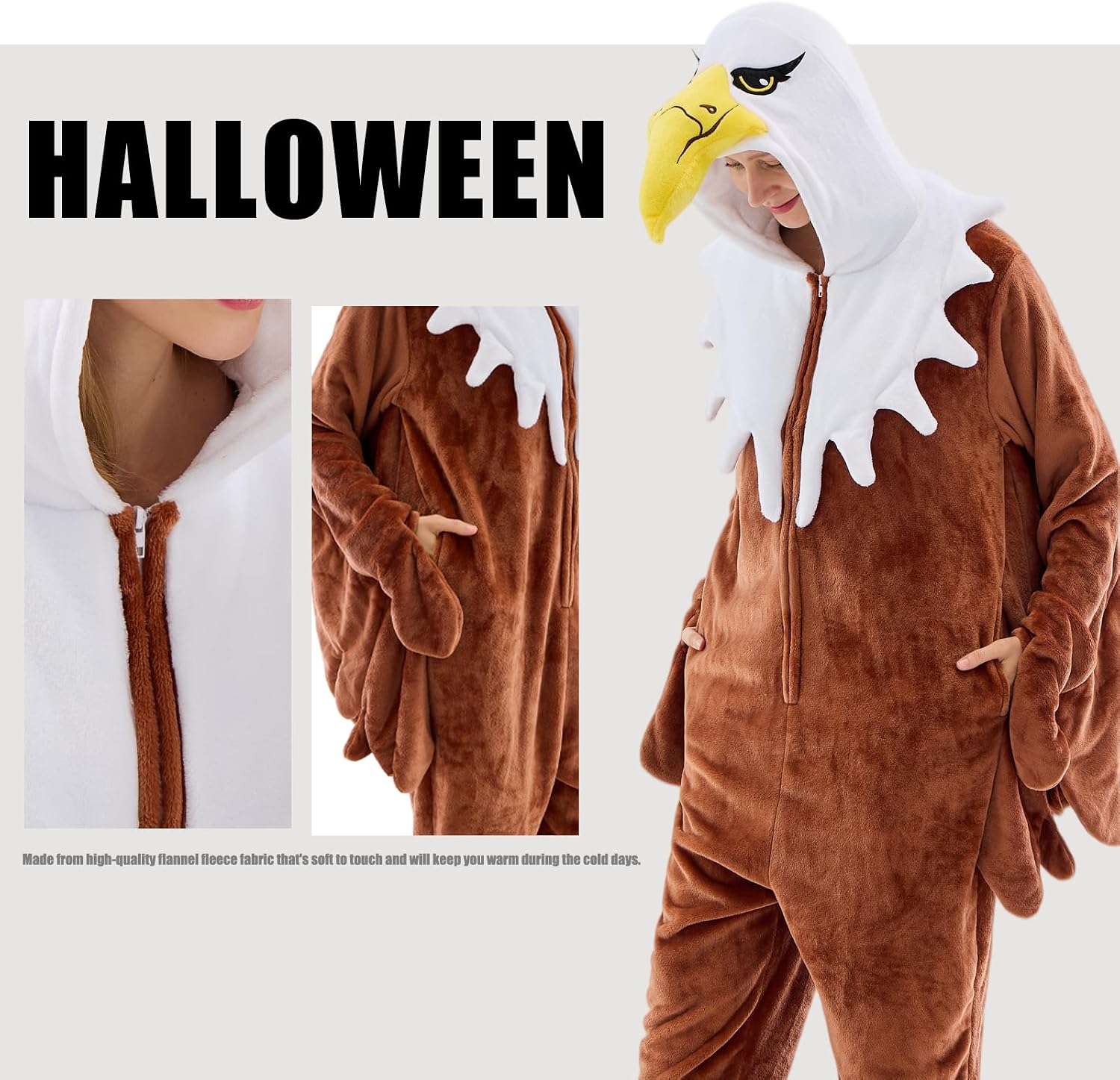 Thumbnail 4 de JUOLOET Animal Onesie Pajamas, Unisex Adult One-Piece with Hood and Pockets