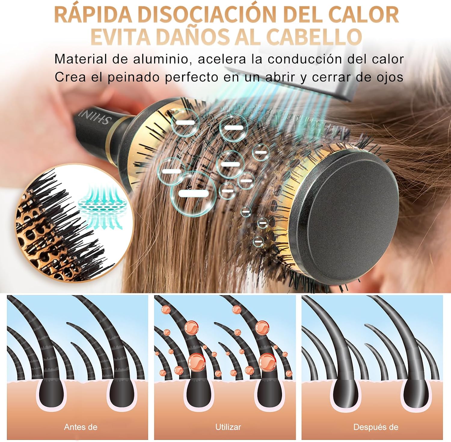Detalle 2 de SHINLEA Cepillo redondo 43mm para pelo rizado