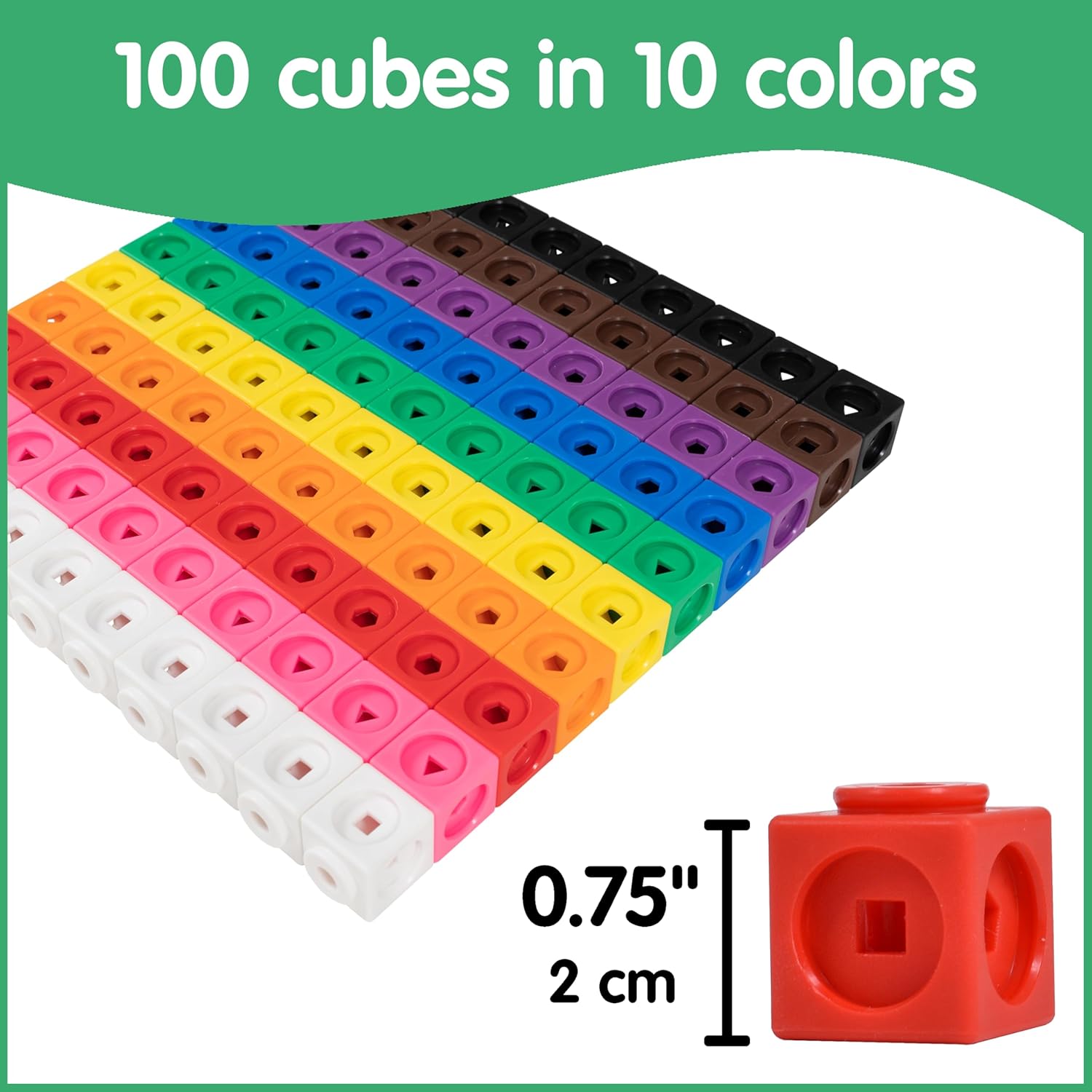 Detalle de edxeducation Maths Cubes | Set of 100 for Classroom Counting and Early Maths