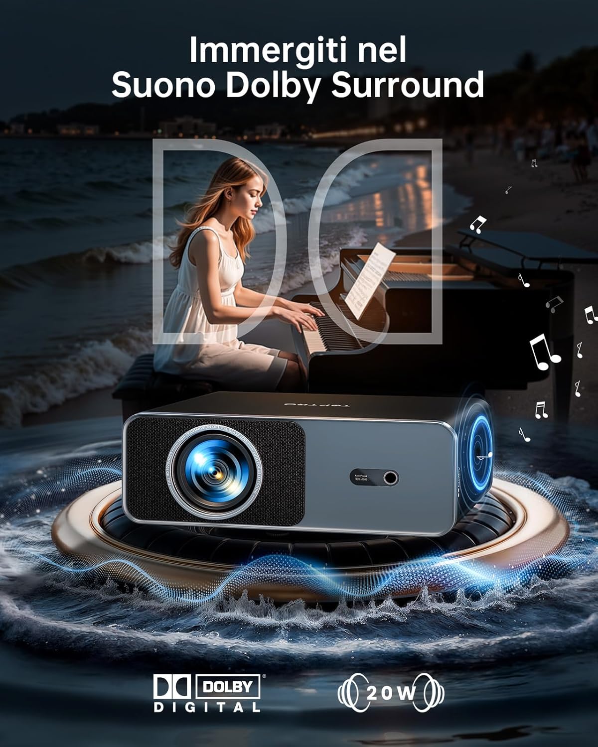 Thumbnail 3 de TOPTRO A1: Proiettore 4K con Netflix, Dolby Audio e AI Auto Focus – portatile per home theater e uso esterno