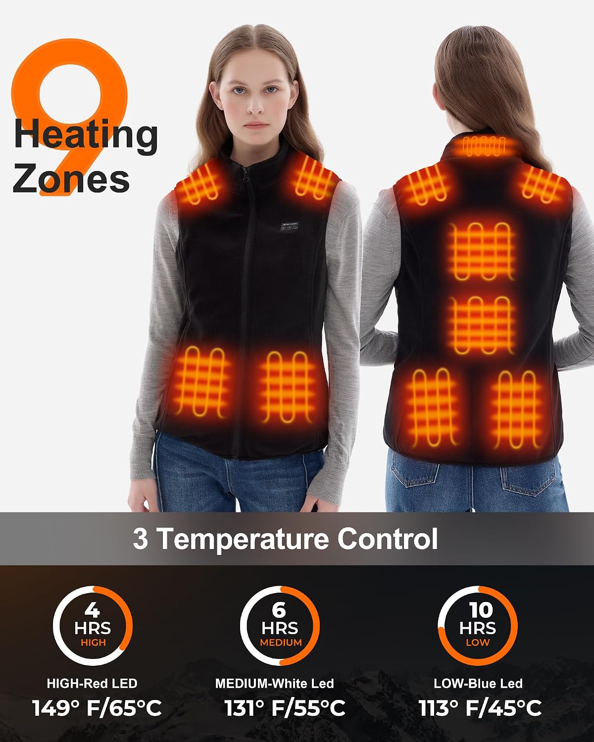 Detalle 2 de Hecusma Fleece Heated Vest Women 16000mAh battery