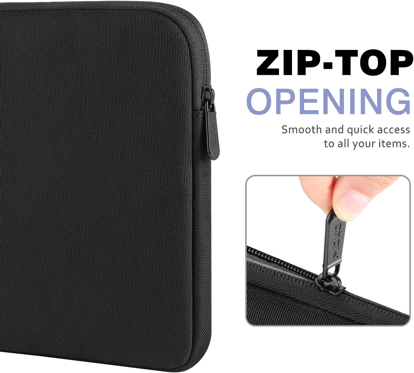 Thumbnail 5 de MoKo 9–11 inch Tablet Sleeve Bag Carrying Case (Black) – for 11" iPad Air/Pro and similar sizes