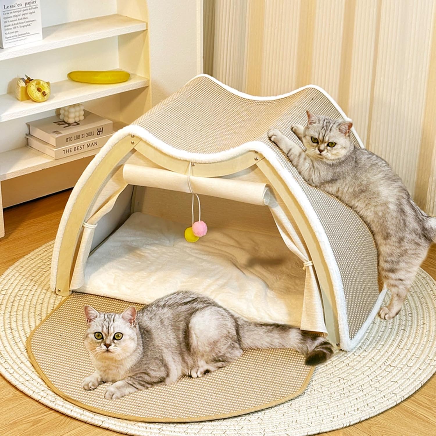 Thumbnail 6 de Katzenzelt Sisal Kratzhaus: 2-in-1 Katzenhaus & Kratzbrett (Beige, 62x50x43 cm)