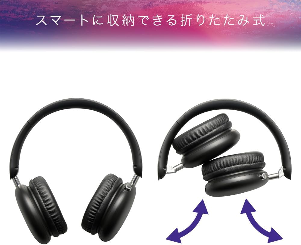 Thumbnail 2 de オーム（OHM）AudioComm HP-W325N ワイヤレスヘッドホン 40mmドライバー・Bluetooth 6.0・折りたたみ式