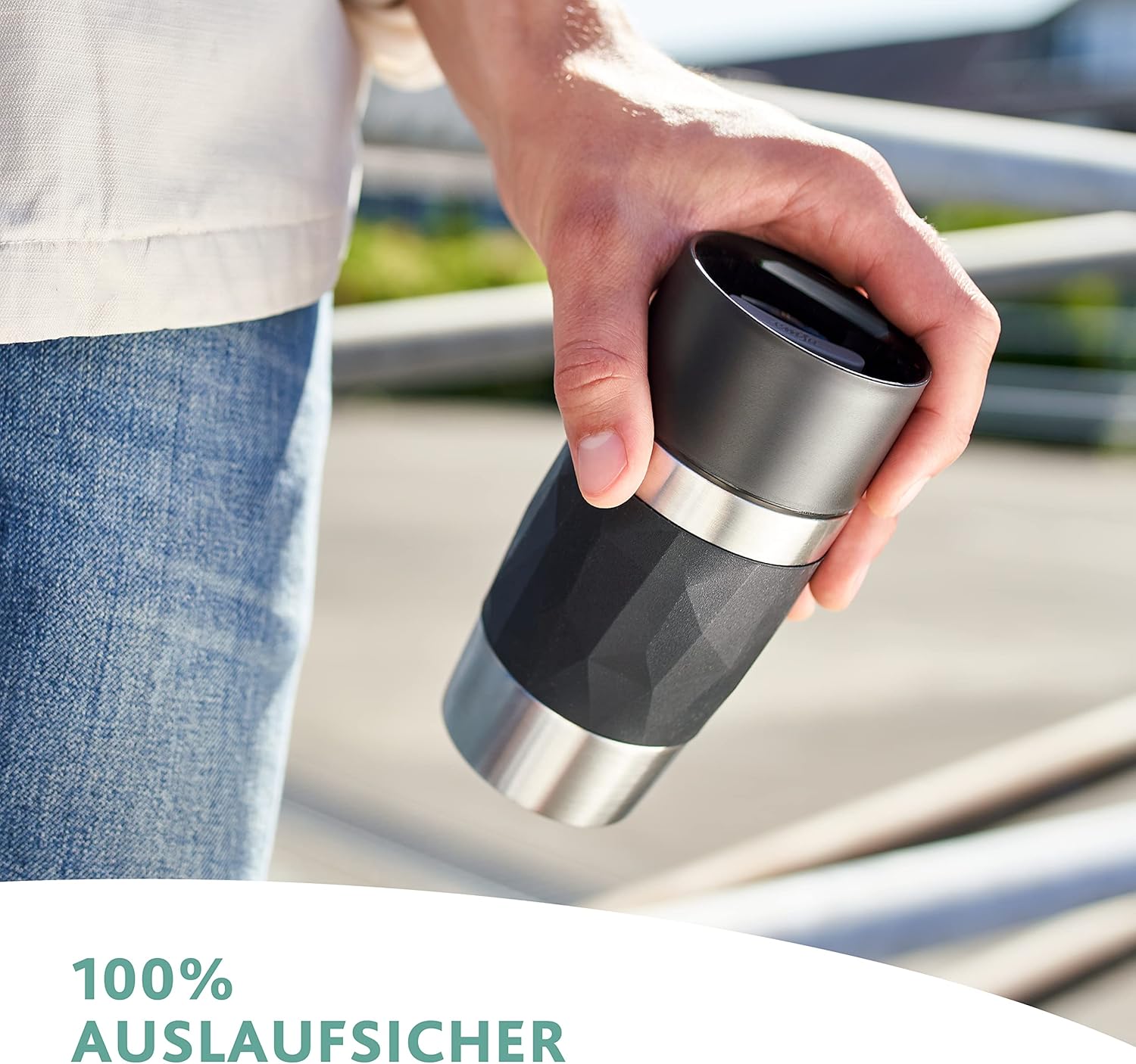 Detalle de Emsa N21609 Travel Mug Compact – 0,3 L Edelstahl, 3h heiß / 6h kalt, 360° Trinköffnung, BPA-frei