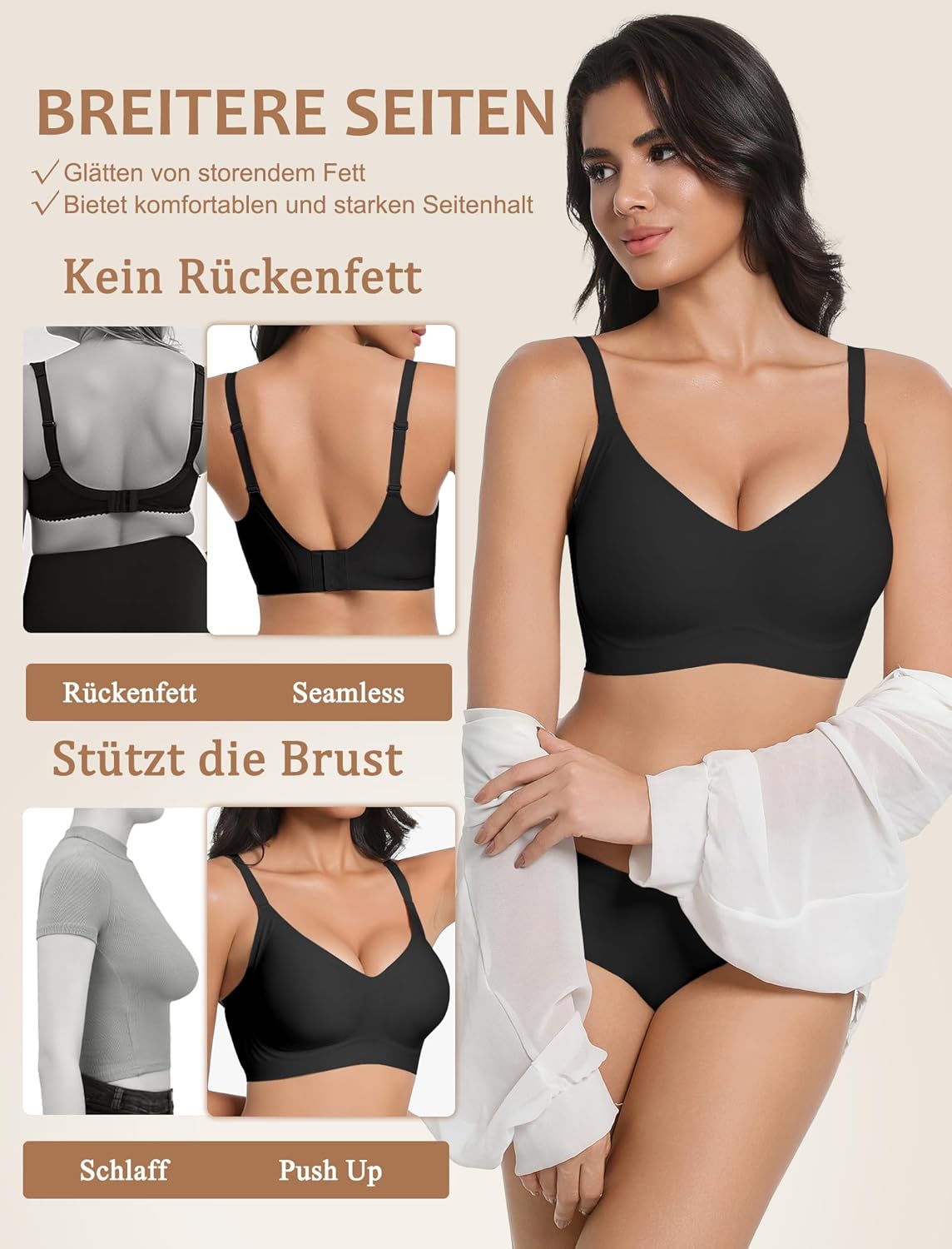 Thumbnail 2 de OOEU BH Damen Ohne Bügel Push-up – Nahtloser Jelly-Brachteil mit starkem Halt, Größe 95%+
