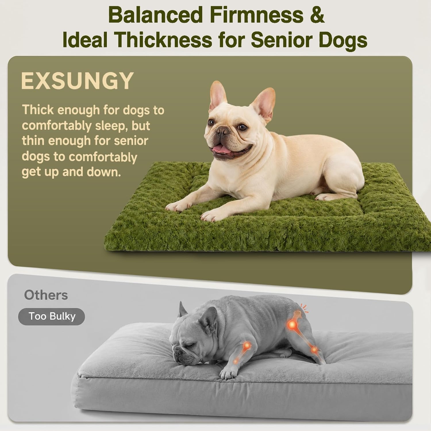Detalle de Exsnugy US1EXDB01 Dog Bed Mat, 36 x 23-Inch Plush Washable Crate Pad