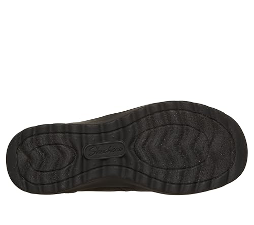 Detalle de Skechers LOVELY VIBE FALL IN BLOOM, botines planos negros veganos con cremallera