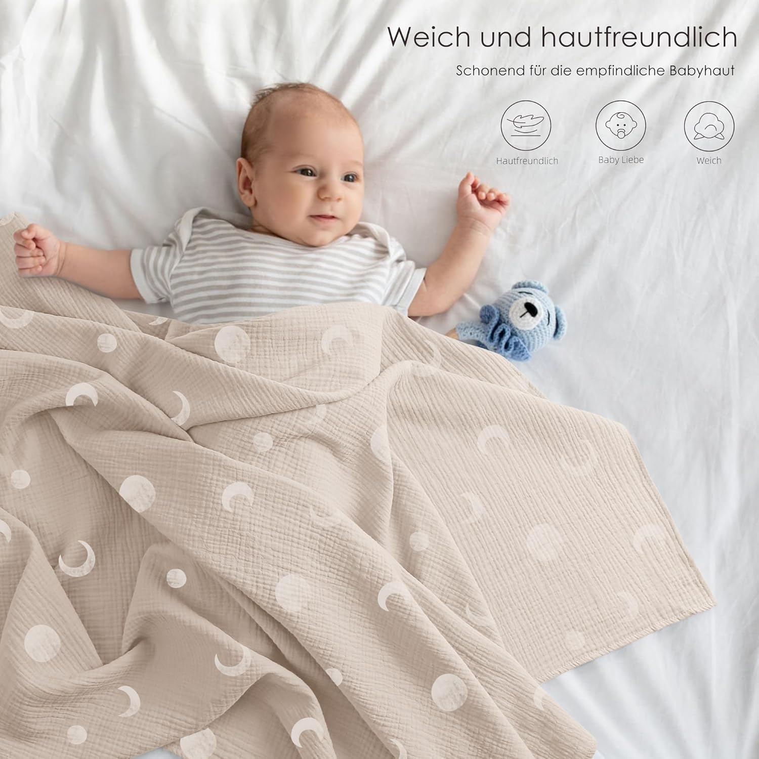 Thumbnail 1 de Bearmoss Baby Pucktuch Musselin 3er Set 96x102 cm