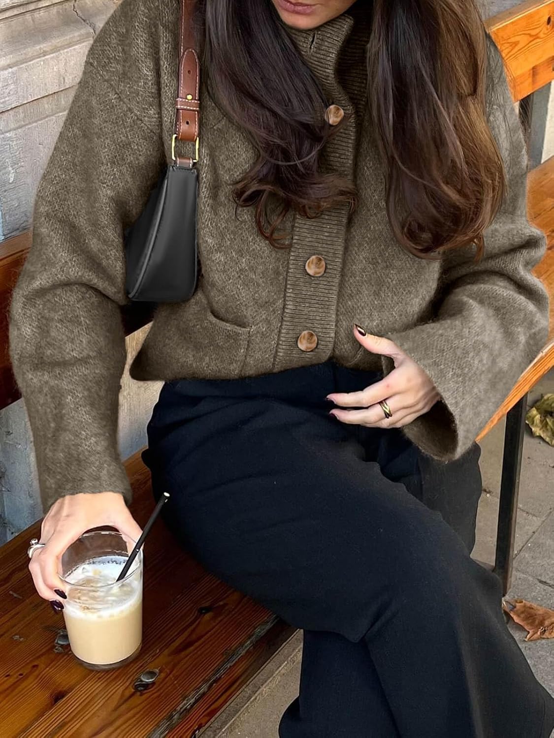 Detalle de Cicy Bell Chunky Knit Cardigan Sweater with Pockets