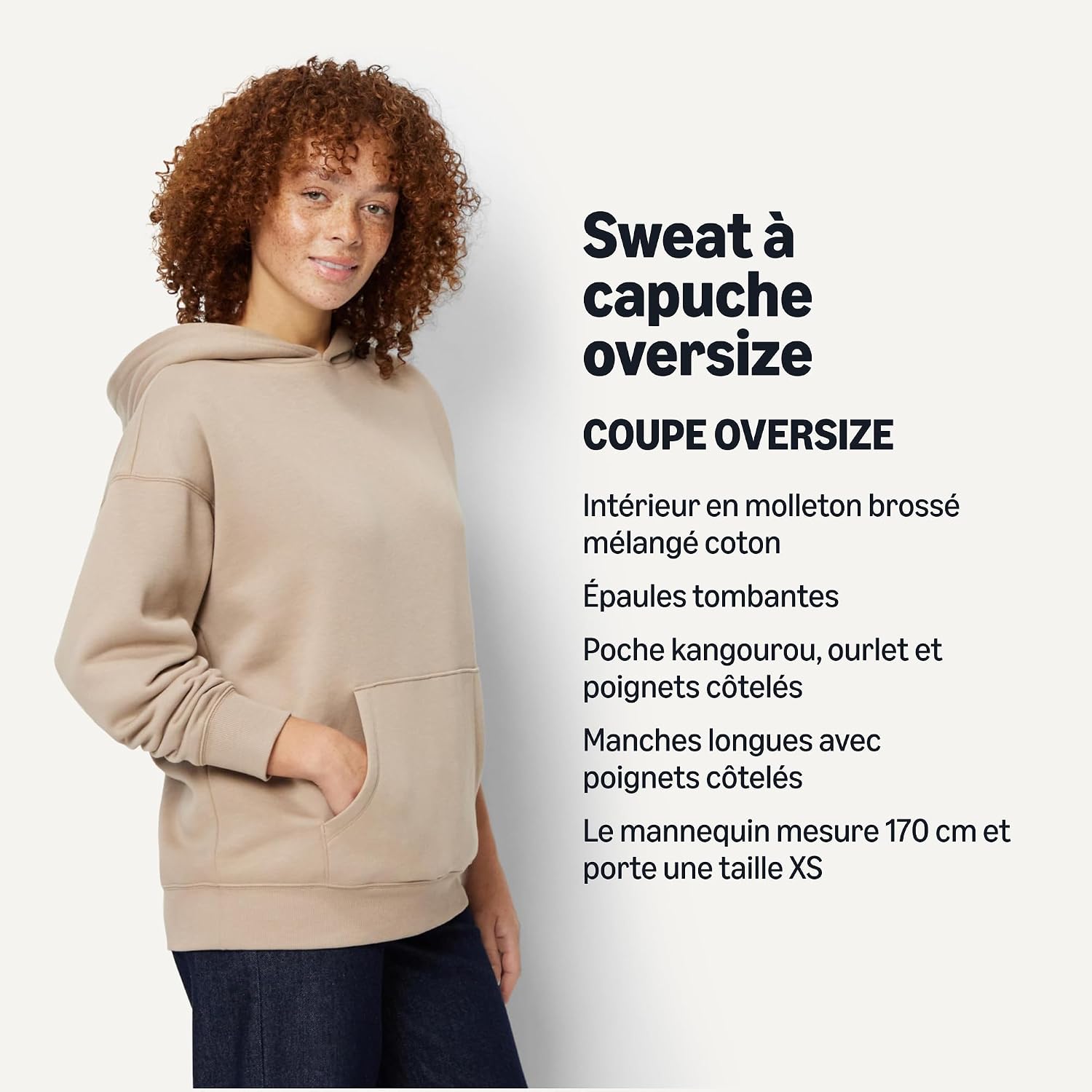 Detalle de Amazon Essentials Femme Sweat à Capuche en Polaire Coupe Oversize