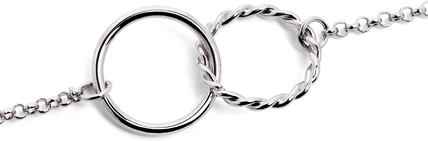 Thumbnail 2 de SINGULARU Pulsera Circles Twist latón baño de rodio 19 cm 💍