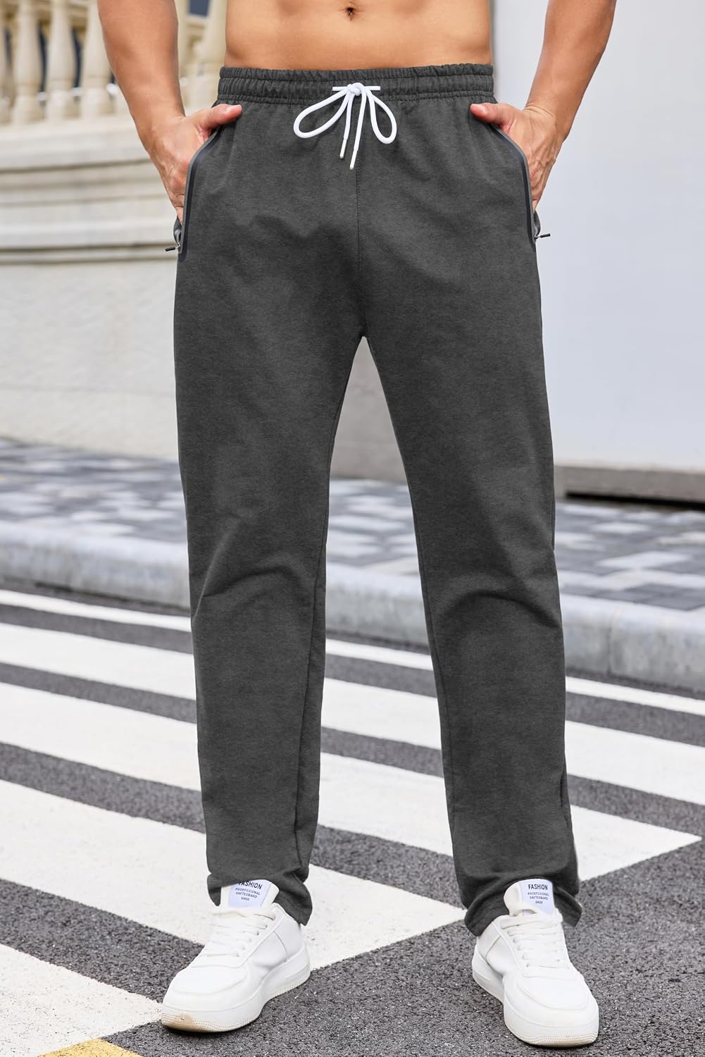 Thumbnail 1 de HCSS Pantaloni Tuta Uomo Sportivi con Elastico in Vita e Tasche Zip – Schwarz-L