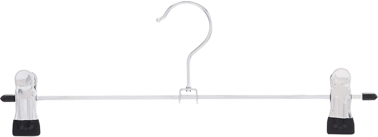 Detalle de Amazon Basics Metal Trousers and Skirt Hangers with Clips, Chrome — Pack of 20