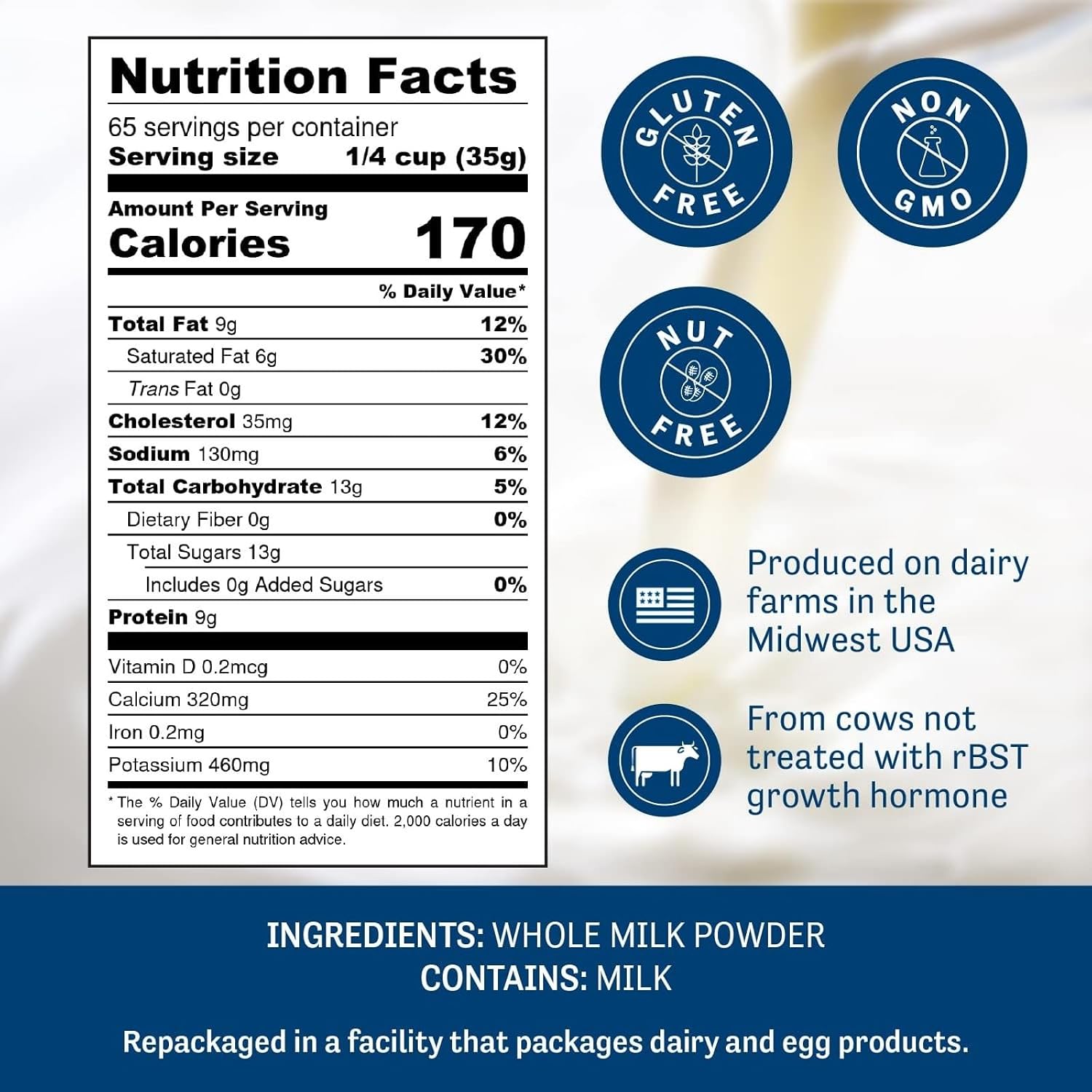 Thumbnail 1 de Judee's Gluten Free Whole Milk Powder, 80 Oz Resealable Pouch for Baking