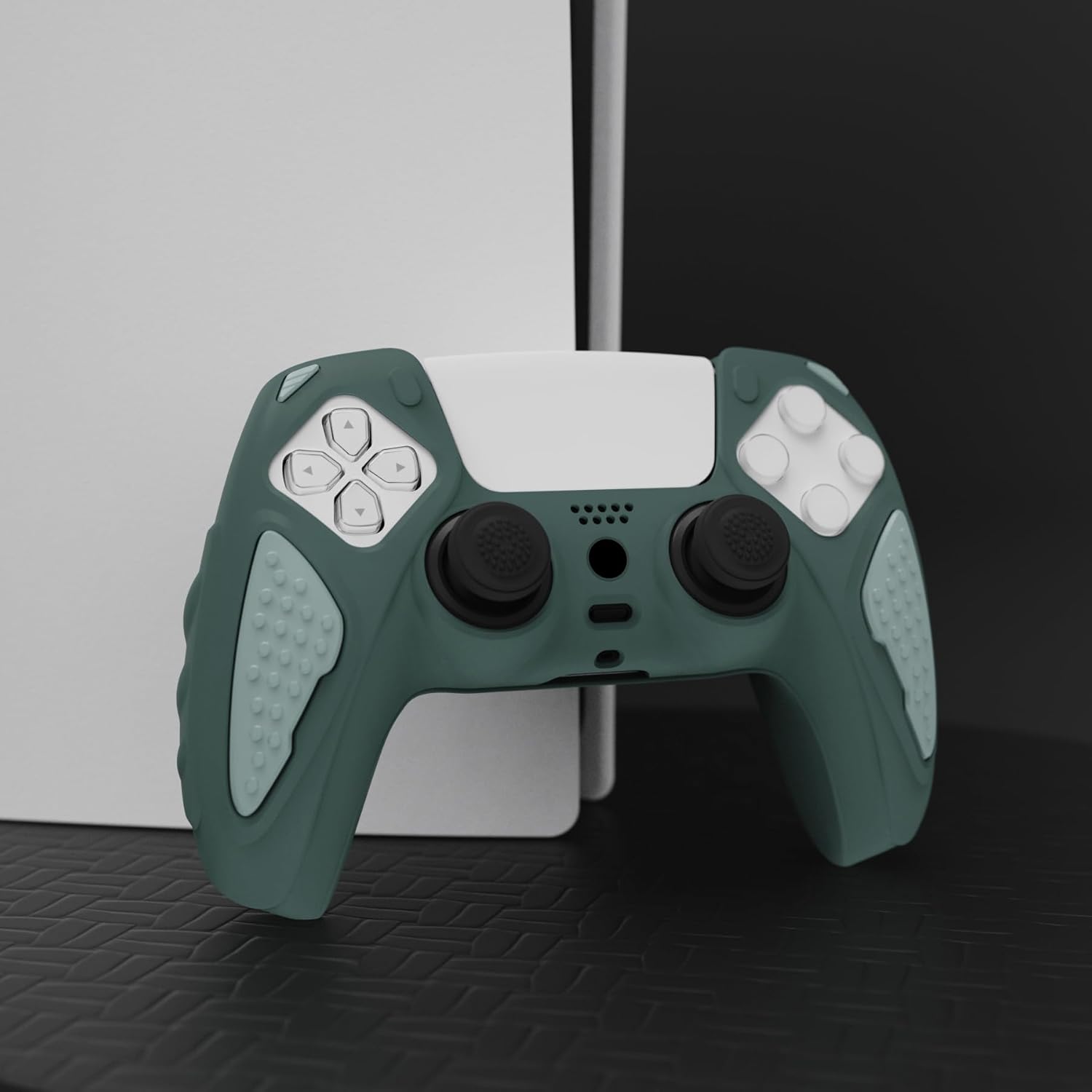 Thumbnail 6 de playvital PlayVital Knight Edition Templeton Gray & Jade Grey anti-slip silicone cover skin for PS5 controller
