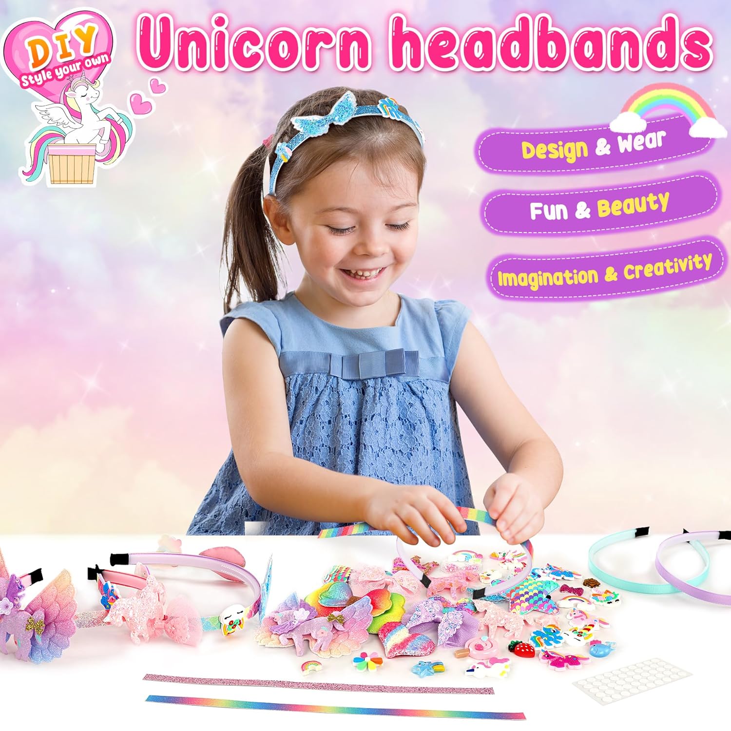 Thumbnail 3 de Pourbibi Einhorn Haarreifen Bastelset 4–8 Jahre 🎀