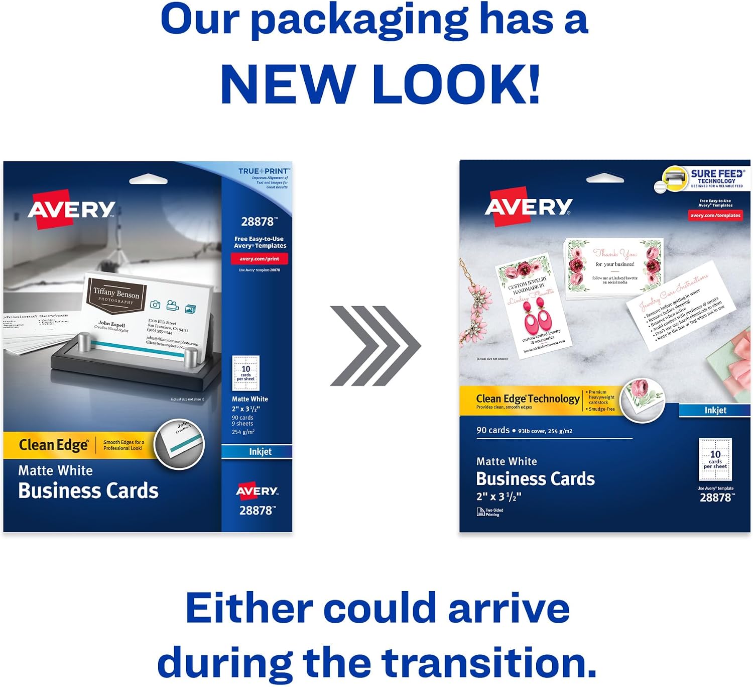 Detalle 2 de Avery 28878 Clean Edge Printable Business Cards, 2" x 3.5", White, 90 Count