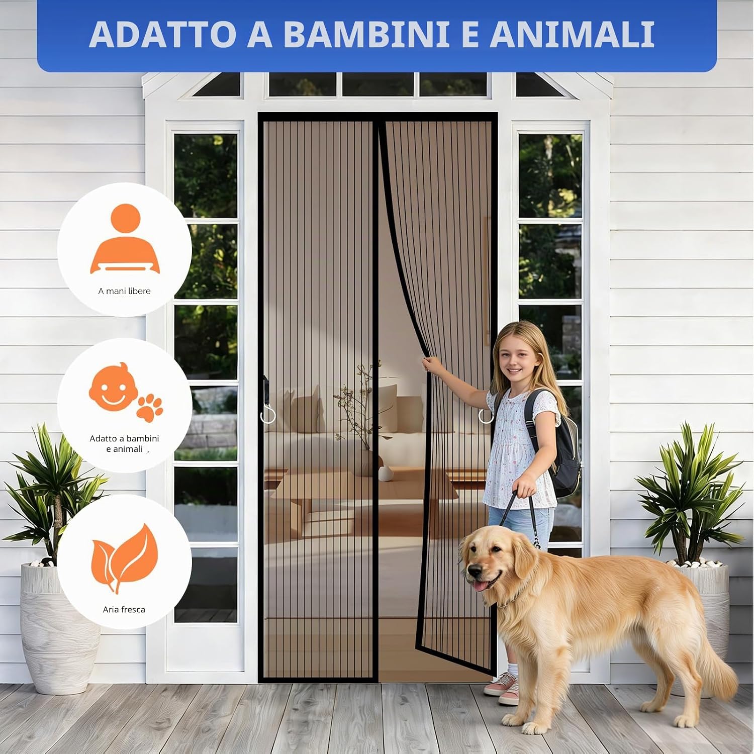 Detalle de JIANJIAO Zanzariera Magnetica per Porte 120x200cm – Chiusura Automatica e Traspirante