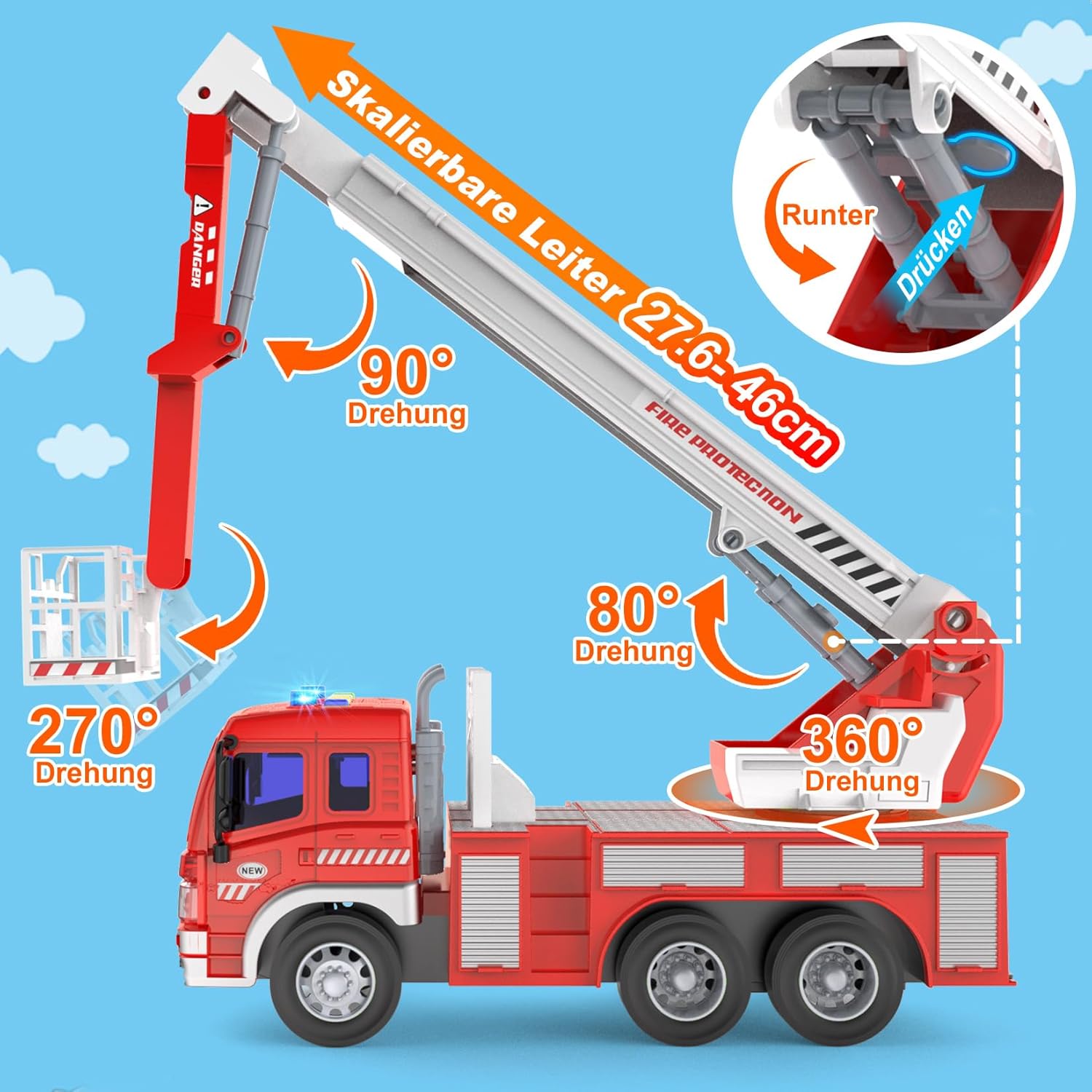 Thumbnail 4 de GizmoVine Feuerwehrauto Groß Spielzeug