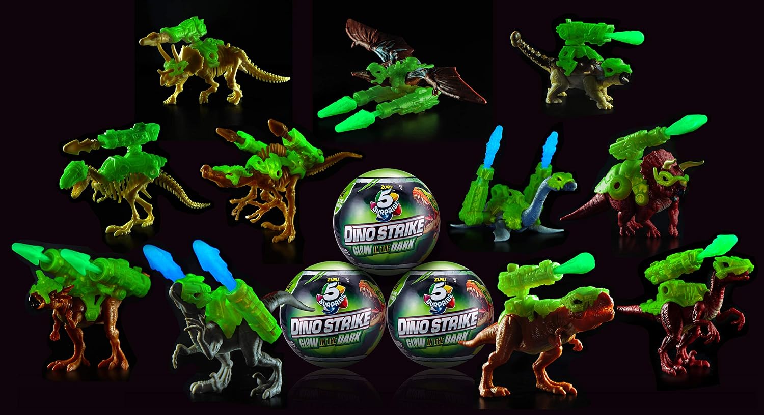 Detalle de 5 Surprise Dino Strike Glow-in-the-Dark Dinoüberraschungskapseln im 2er-Pack (ZURU)