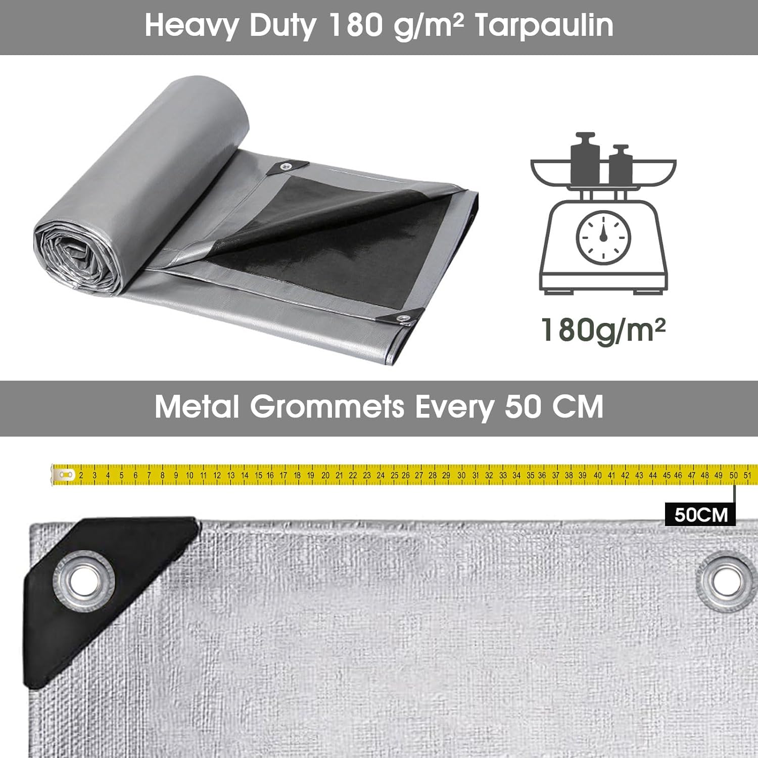 Thumbnail 1 de Telo impermeabile esterno 3x6 m in PE 180 g/m² con rinforzo e occhielli