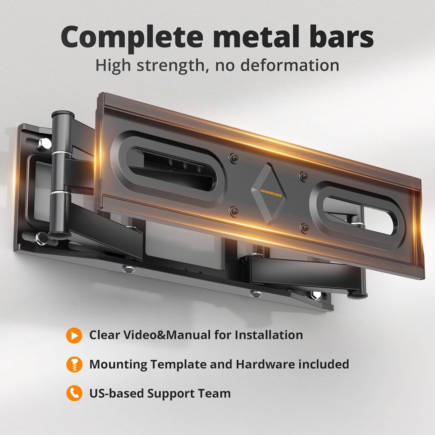 Detalle 2 de IWORKBOARD 50–65 inch Full Motion TV Wall Mount (32–70 inch TVs), Dual Articulating Arms, Max VESA 400x400