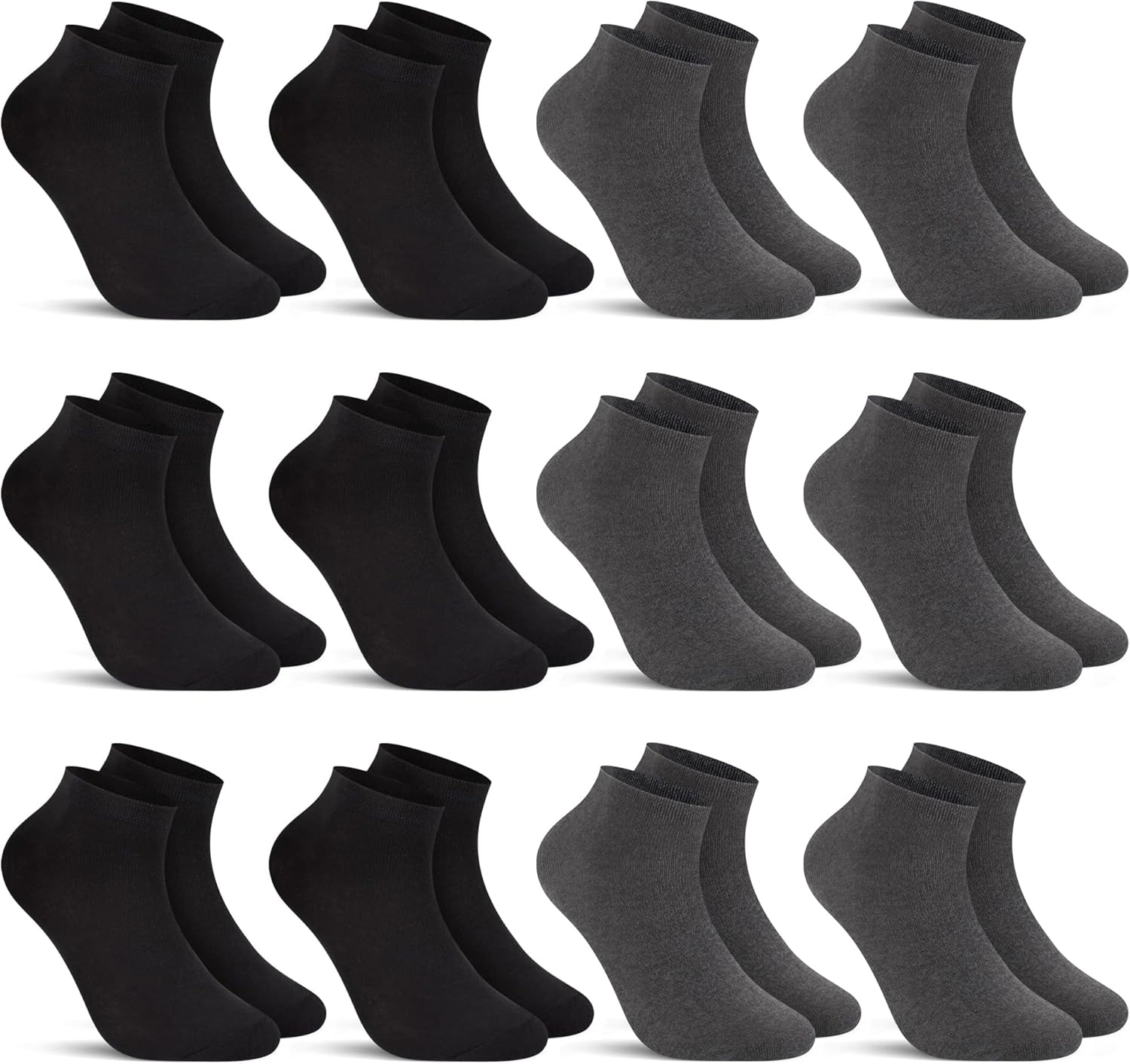 Thumbnail 6 de Lot de 12/24 paires de chaussettes femme basses L&K-II en coton (socquettes) respirantes noir/blanc/gris