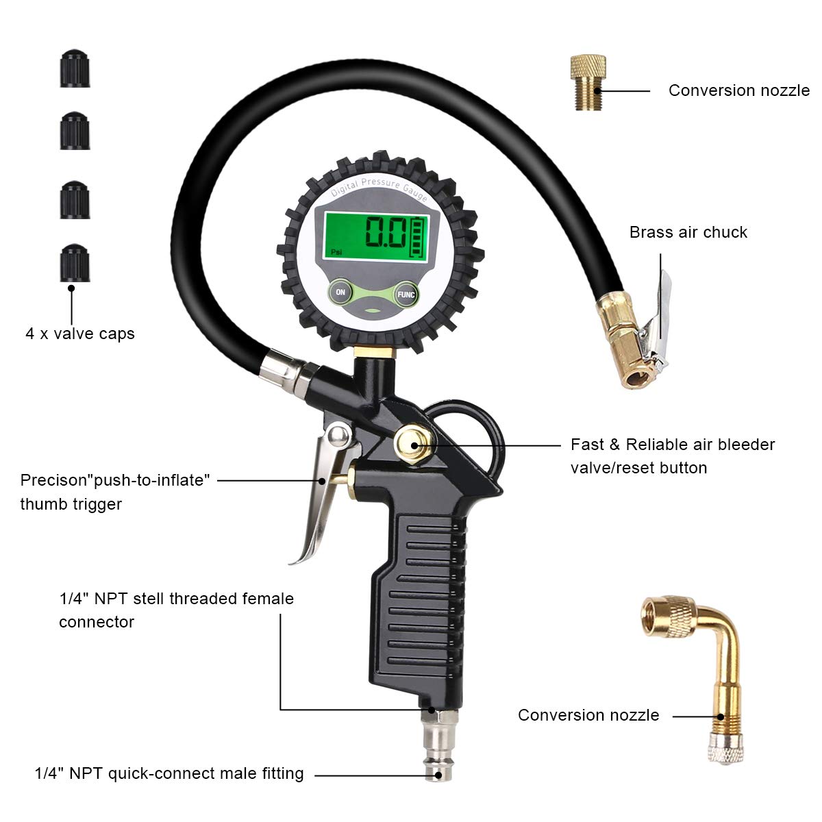 Thumbnail 1 de URAQT Luftdruckprüfer 220 PSI für Reifen