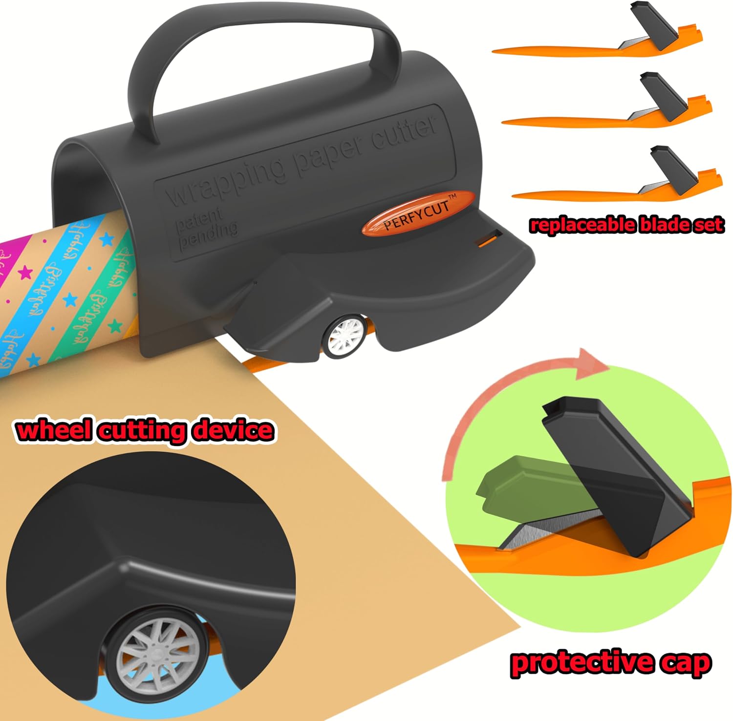 Detalle de perfycut PFC-868 Wrapping Paper Cutter with Retractable Blade and 3 Replacements