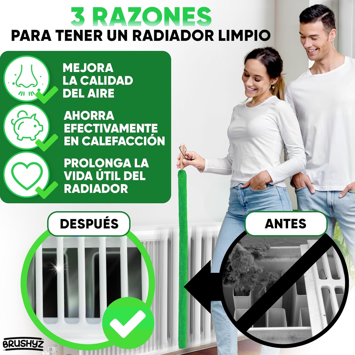 Detalle de BRUSHYZ Cepillo limpia radiadores 115 cm