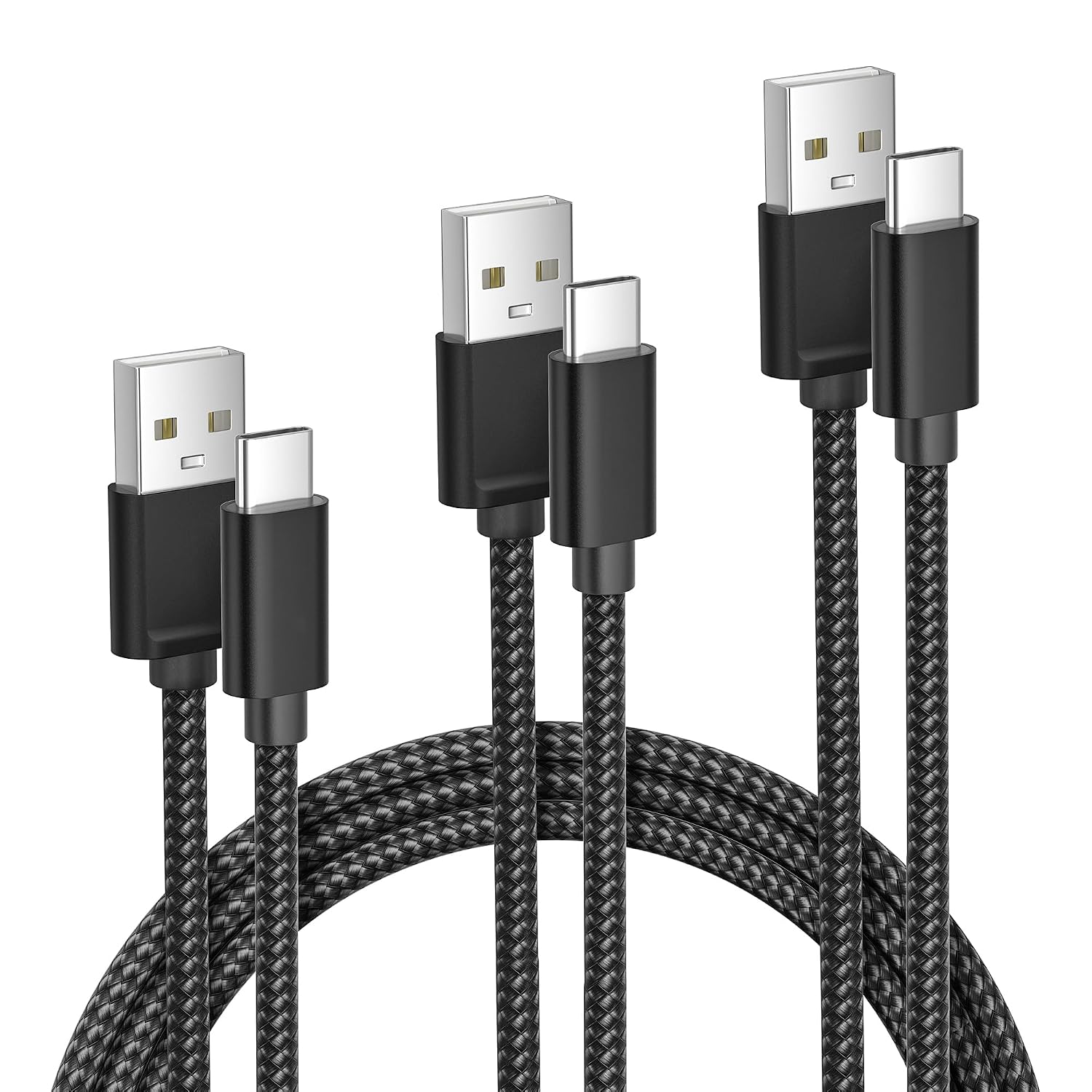 Detalle de Elebase USB A to USB‑C Car Charger Cable 3‑Pack for iPhone 17 Pro Max and More (0.5m / 1m / 2m)