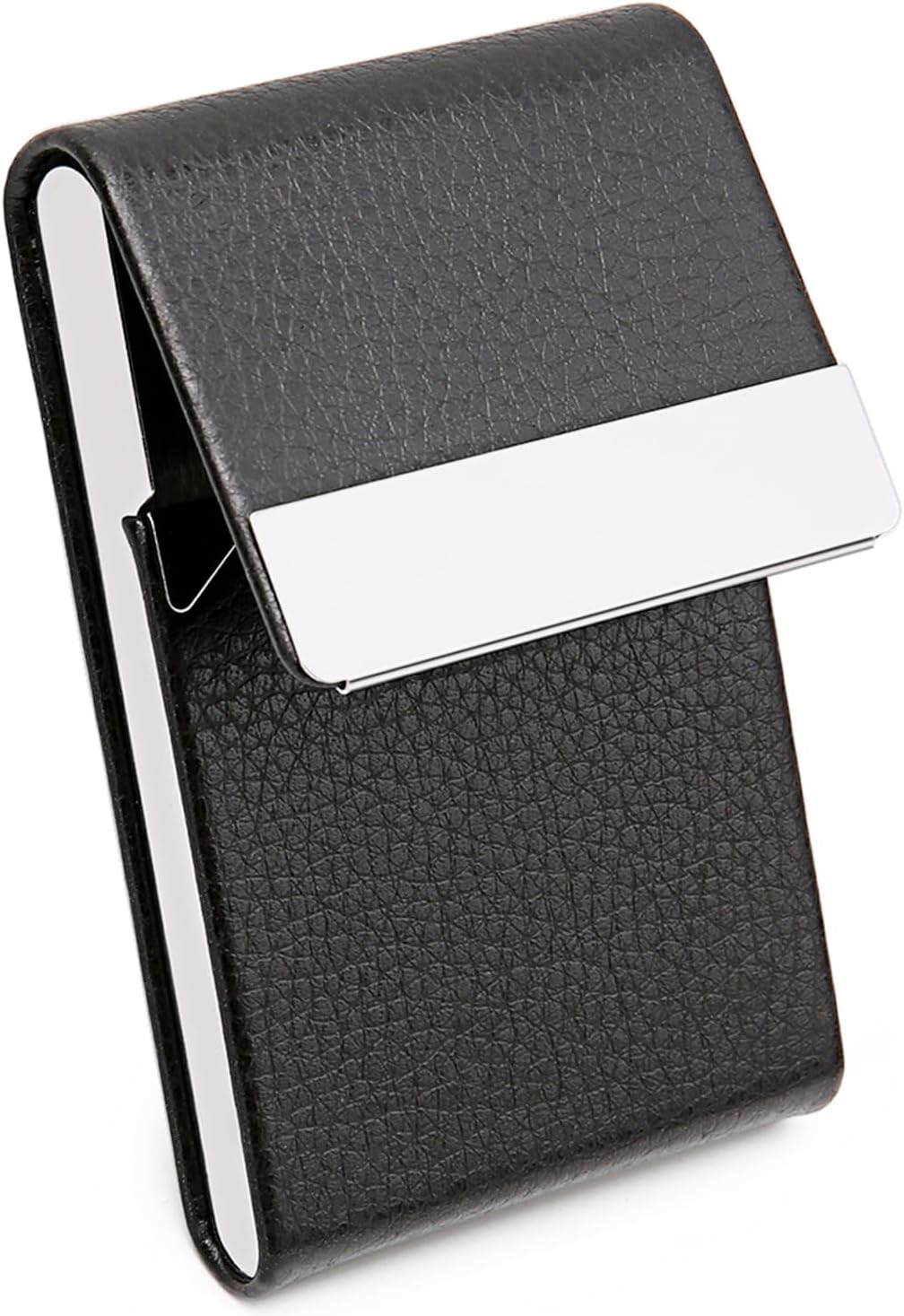 Thumbnail 3 de DMFLY Business Card Holder (Metal & PU Leather) with RFID Blocking and Magnetic Clasp, Black