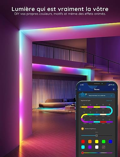 Detalle de Govee RGBIC Ruban LED 5M avec bande WiFi Bluetooth Connectée – Synchronisation Musique